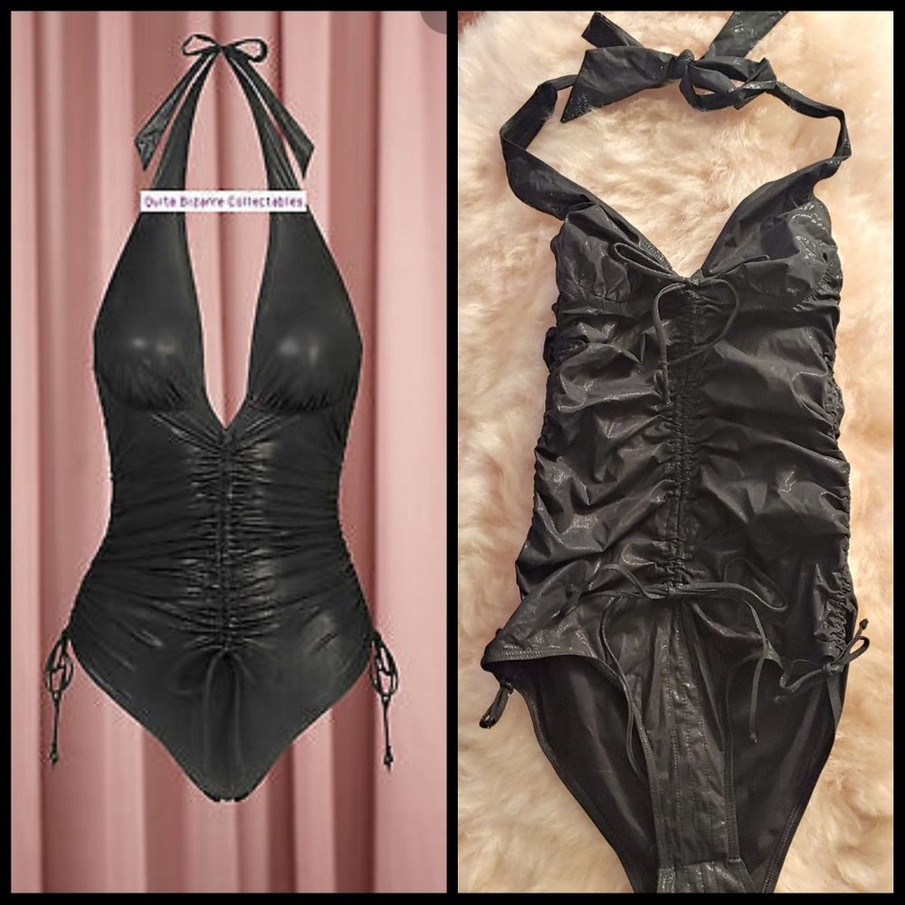 Last Call Sale👙NWT Agent Provocateur Emmanuelle Swimsuit Y2K S Black "Leather"